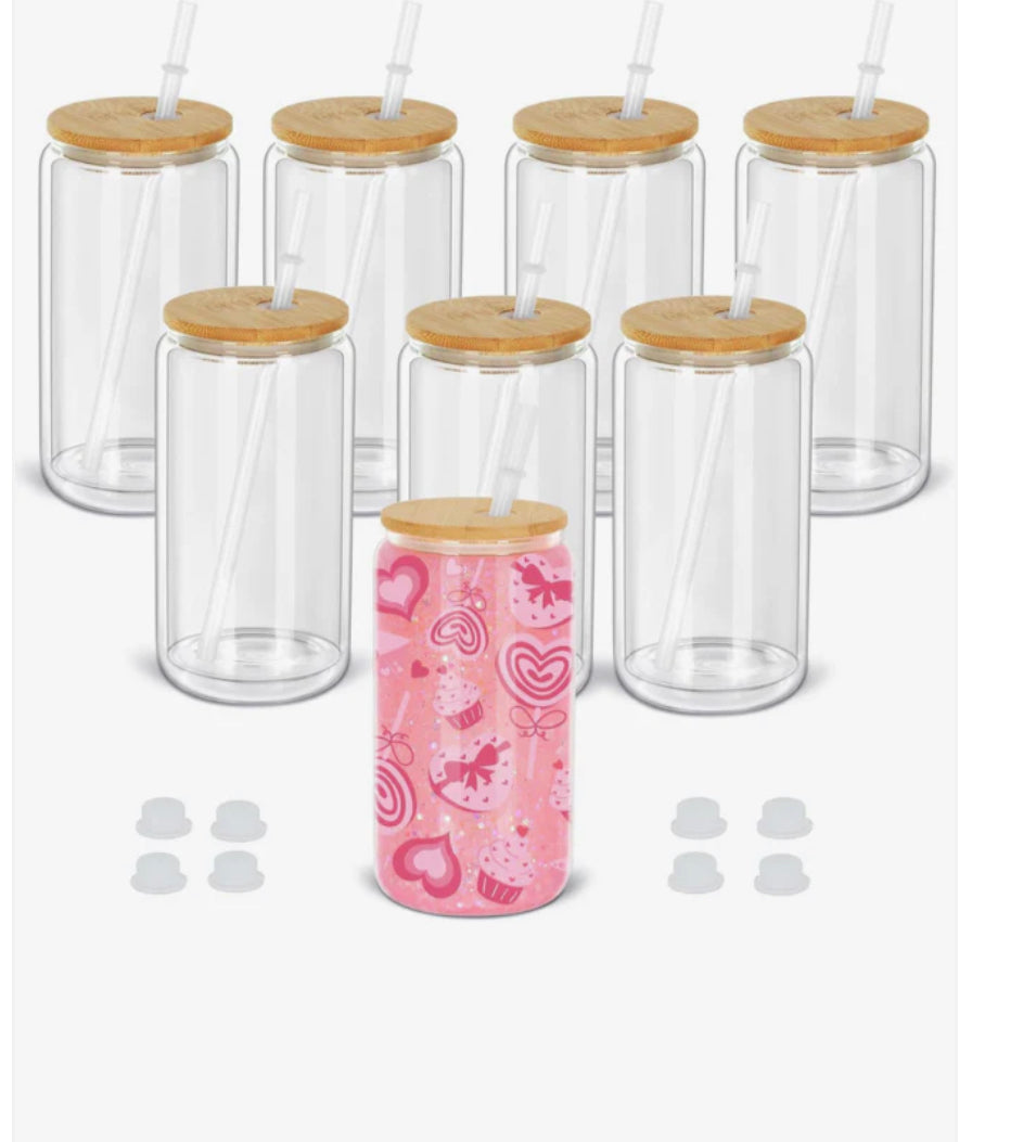 16 oz Glass snowglobe cup